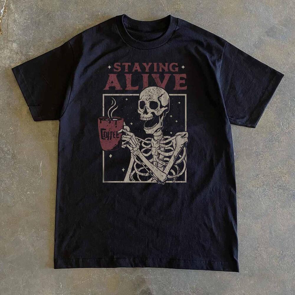 Funny Skeleton Coffee T Shirt